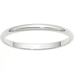 Walmart Primal Gold 14 Karat White Gold 2mm Lightweight Half-Round Band Size 9.5 offer