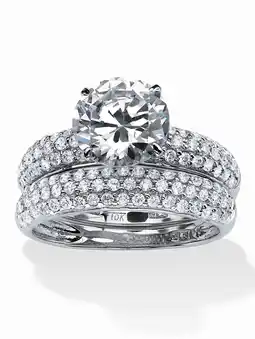 Walmart PalmBeach Jewelry 2 Piece 3.80 TCW Pave Cubic Zirconia Bridal Ring Set in Solid 10k White Gold offer
