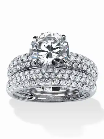 Walmart PalmBeach Jewelry 2 Piece 3.80 TCW Pave Cubic Zirconia Bridal Ring Set in Solid 10k White Gold offer