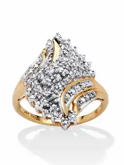Walmart PalmBeach Jewelry 1/10 TCW Round Diamond Swirled Ring in Solid 10k Gold offer