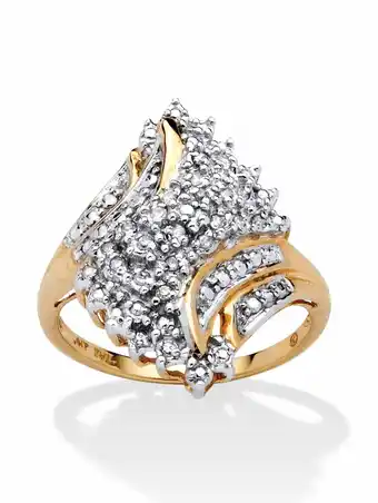Walmart PalmBeach Jewelry 1/10 TCW Round Diamond Swirled Ring in Solid 10k Gold offer