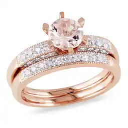 Walmart Everly Women's Morganite 10k Rose Gold Bridal Set offer