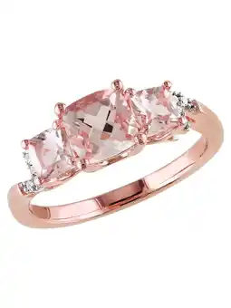 Walmart 1.40 Carat (Ctw) Morganite Three Stone Ring with Diamonds in Rose Plated Sterling Silver offer
