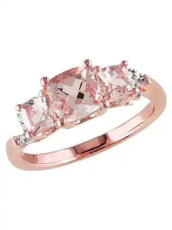Walmart 1.40 Carat (Ctw) Morganite Three Stone Ring with Diamonds in Rose Plated Sterling Silver offer