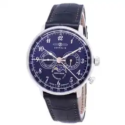 Walmart Men's Hindenburg 40mm Blue Leather Band Steel Case Acrylic Crystal Quartz Analog Watch 7036-3 offer