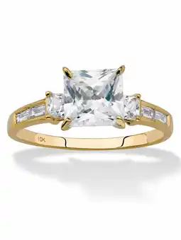 Walmart PalmBeach Jewelry Princess-Cut Cubic Zirconia Engagement Ring 2.18 TCW in Solid 10k Yellow Gold offer