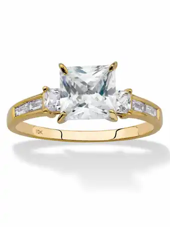 Walmart PalmBeach Jewelry Princess-Cut Cubic Zirconia Engagement Ring 2.18 TCW in Solid 10k Yellow Gold offer