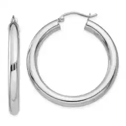 Walmart Finest Gold 10K White Gold Polished 4 mm Tube Hoop Earrings offer