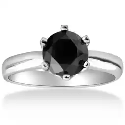 Walmart Pompeii 1ct Round Black Solitaire Diamond White Gold Engagement Ring (Black,AAA) offer