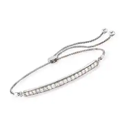 Walmart Ross-Simons 1.00 ct. t.w. Diamond Curved Bar Bolo Bracelet in Sterling Silver, Women's, Adult offer