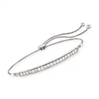 Walmart Ross-Simons 1.00 ct. t.w. Diamond Curved Bar Bolo Bracelet in Sterling Silver, Women's, Adult offer
