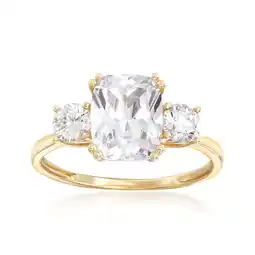 Walmart Ross-Simons 3.50 ct. t.w. CZ 3-Stone Ring in 14kt Yellow Gold, Women's, Adult offer