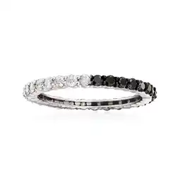 Walmart Ross-Simons 1.00 ct. t.w. Black and White Diamond Eternity Band in Sterling Silver, Women's, Adult offer