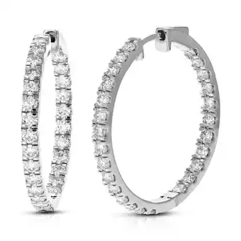 Walmart Vir Jewels 3 CTTW Lab Grown Diamond Hoop Earrings in .925 Sterling Silver Prong 1 Inch offer