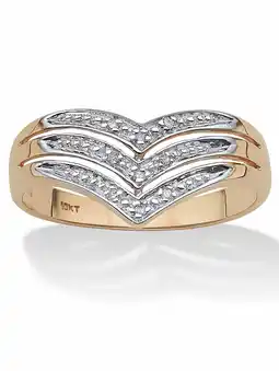 Walmart PalmBeach Jewelry White Diamond Accent 10k Yellow Gold Triple-Row Chevron Ring offer