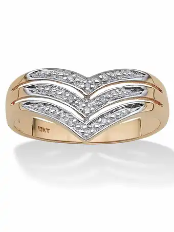 Walmart PalmBeach Jewelry White Diamond Accent 10k Yellow Gold Triple-Row Chevron Ring offer