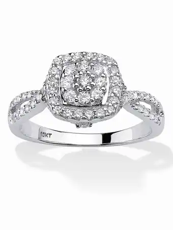 Walmart PalmBeach Jewelry 1/2 TCW Round Diamond Cluster Halo Engagement Ring in Solid 10k White Gold offer