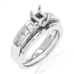 Walmart Vir Jewels 0.80 CTTW Semi Mount Diamond Wedding Bridal Set 14K White Gold Princess Size 7 Female offer