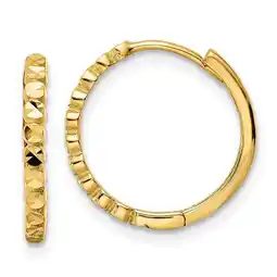 Walmart Finest Gold 14K Yellow Gold Diamond-Cut 2 x 16 mm Hinged Hoop Earrings offer