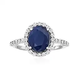Walmart Ross-Simons 3.30 Carat Sapphire and .56 ct. t.w. Diamond Ring in 14kt White Gold, Women's, Adult offer