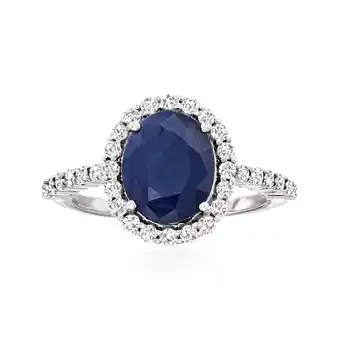 Walmart Ross-Simons 3.30 Carat Sapphire and .56 ct. t.w. Diamond Ring in 14kt White Gold, Women's, Adult offer