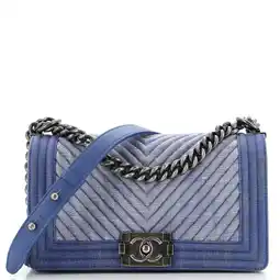 Walmart Pre-Owned Boy Flap Bag Chevron Denim Old Medium By Rebag offer