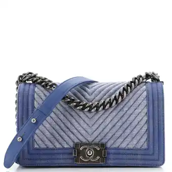 Walmart Pre-Owned Boy Flap Bag Chevron Denim Old Medium By Rebag offer