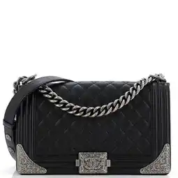 Walmart Pre-Owned Paris-Dallas Boy Flap Bag Quilted Calfskin with Metal Adornments Old Medium By Rebag offer