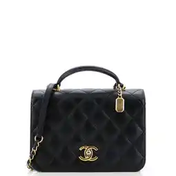 Walmart Pre-Owned CC Top Handle Chain Full Flap Bag Quilted Caviar Small By Rebag offer