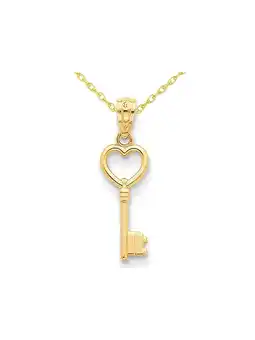 Walmart 14K Yellow Gold Key Heart Pendant Necklace with Chain offer