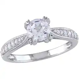 Walmart Everly Women's Diamond and Created Sapphire Sterling Silver Engagement Ring offer