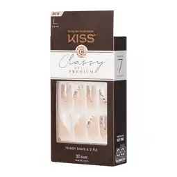 Walmart KISS Premium Classy Press-On Nails, Glittery French Tips, X-Long, Coffin Shape, 33 Ct offer