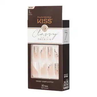 Walmart KISS Premium Classy Press-On Nails, Glittery French Tips, X-Long, Coffin Shape, 33 Ct offer
