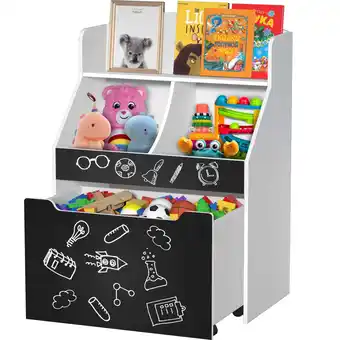 Walmart GDLF Kids Toy Storage Organizer Toy Box for Girls Boys with Wheels and Open Bookshelf offer