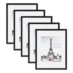 Walmart Scholartree 5-in-1 Contemporary Gallery Picture Frame Set, 12 x 16 Wall Picture Frames, Black offer