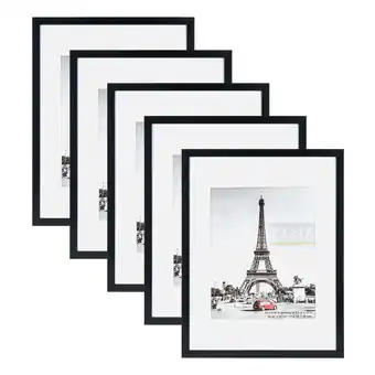 Walmart Scholartree 5-in-1 Contemporary Gallery Picture Frame Set, 12 x 16 Wall Picture Frames, Black offer