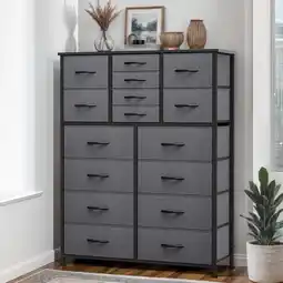 Walmart Wooflex 16-Various Drawer Dresser, Fabric Storage Organizer for Bedroom & Living Room Black Gray offer