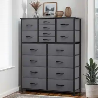 Walmart Wooflex 16-Various Drawer Dresser, Fabric Storage Organizer for Bedroom & Living Room Black Gray offer