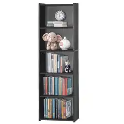 Walmart HomGarden 5-Tier Small Open Shelf Bookcase Narrow Storage Bookshelf Black offer