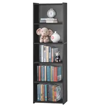 Walmart HomGarden 5-Tier Small Open Shelf Bookcase Narrow Storage Bookshelf Black offer