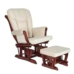 Walmart AFG Baby Furniture Sleigh Glider and Ottoman Espresso with Beige Cushions offer