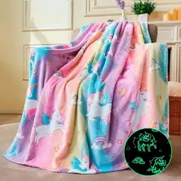 Walmart Joyfy Glow in The Dark Blanket Unicorn Gifts for Girls 50 x 60 Soft Cozy Flannel Kids Throw Blanket offer