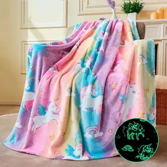 Walmart Joyfy Glow in The Dark Blanket Unicorn Gifts for Girls 50 x 60 Soft Cozy Flannel Kids Throw Blanket offer