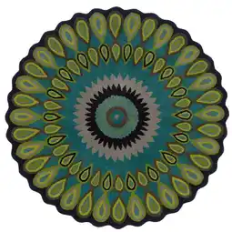 Walmart LR Home Wren 5' Round Green Peacock Medallion Indoor Area Rug offer