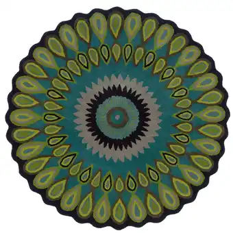 Walmart LR Home Wren 5' Round Green Peacock Medallion Indoor Area Rug offer