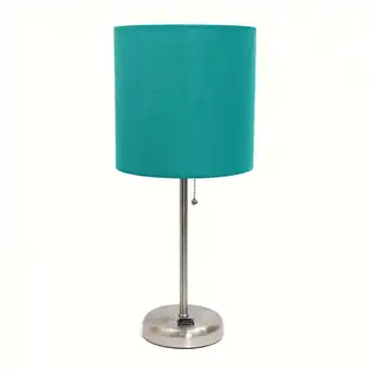 Walmart LimeLights Stick Lamp with Charging Outlet and Fabric Shade - Brushed Steel offer