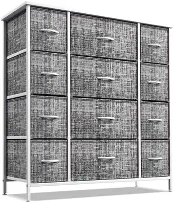 Walmart GGI International Sorbus Extra-large Steel and Grey Fabric 12-drawer Dresser Gray/White offer