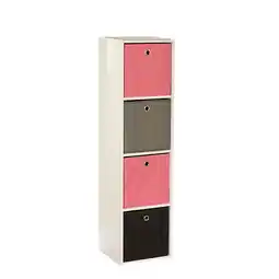Walmart TMS Utility Kids Wood Bookshelf, 4-Tier with Removable and Foldable Fabric Bins, Multiple Colors offer