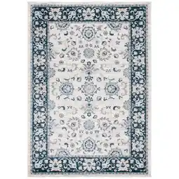 Walmart SAFAVIEH Isabella Kiana Floral Bordered Area Rug, Cream/Navy, 5'3 x 7'6 offer