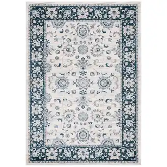Walmart SAFAVIEH Isabella Kiana Floral Bordered Area Rug, Cream/Navy, 5'3 x 7'6 offer
